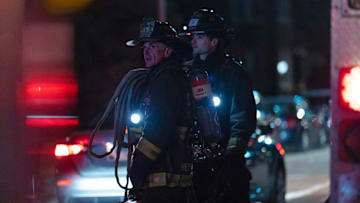 CHICAGO FIRE -- "Post-Mortem" Episode 13018 -- Pictured: (l-r) David Eigenberg as Christopher Herrmann, Michael Bradway As Jack Damon -- (Photo by: Peter Gordon/NBC)