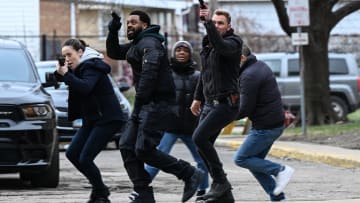 CHICAGO P.D. -- "Inventory" Episode 11012 -- Pictured: (l-r) Marina Squerciati as Kim Burgess, LaRoyce Hawkins as Kevin Atwater, Patrick John Flueger as Adam Ruzek -- (Photo by: Lori Allen/NBC)