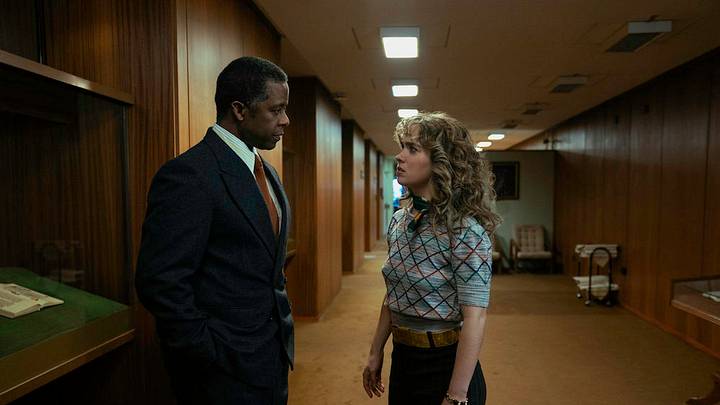 PONIES -- Hanging on the Telephone Episode 102  Pictured: (l-r) Adrian Lester as Dane, Haley Lu Richardson as Twila 