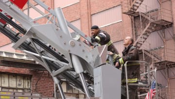 CHICAGO FIRE -- "Never Say Goodbye" Episode 12013 -- Pictured: (l-r) Joe Minoso as Joe Cruz, Randy Flagler as Capp -- (Photo by: Adrian S Burrows Sr/NBC)