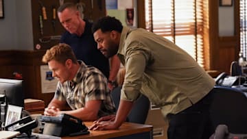 CHICAGO P.D. -- "Off Switch" Episode 12003 -- Pictured: (l-r) Patrick John Flueger as Officer Adam Ruzek, Jason Beghe as Sgt. Hank Voight, LaRoyce Hawkins as Officer Kevin Atwater -- (Photo by: Elizabeth Sisson/NBC)