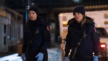 CHICAGO FIRE -- "Too Close" Episode 13015 -- Pictured: (l-r) Hanako Greensmith as Violet Mikami, Jocelyn Hudon as Lizzy Novak 