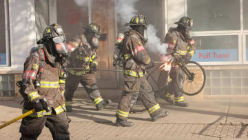 CHICAGO FIRE -- "Call Me McHolland" Episode 12002 -- Pictured: (l-r) firefighters -- (Photo by: Adrian S Burrows Sr/NBC)