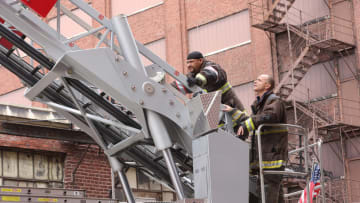 CHICAGO FIRE -- "Never Say Goodbye" Episode 12013 -- Pictured: (l-r) Joe Minoso as Joe Cruz, Randy Flagler as Capp -- (Photo by: Adrian S Burrows Sr/NBC)