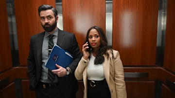 THE IRRATIONAL -- "Lucky Charms" Episode 105 -- Pictured: (l-r) Brian King as Jace Richards, Maahra Hill as Marisa -- (Photo by: Sergei Bachlakov/NBC)