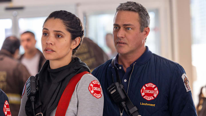 CHICAGO MED -- "Reckoning, Part 2" Episode 1117 -- Pictured: (l-r) Miranda Rae Mayo as Stella Kidd, Taylor Kinney as Kelly Severide 