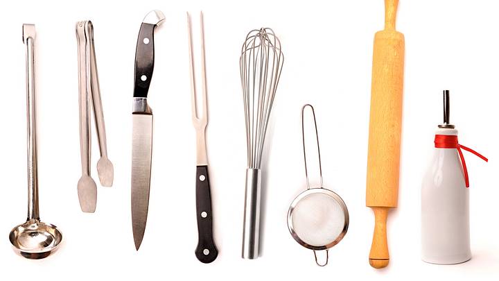 Set of high quality kitchen utensils isolated on white Set of high quality kitchen utensils isolated on white