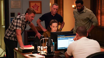 CHICAGO P.D. -- "Off Switch" Episode 12003 -- Pictured: (l-r) Patrick John Flueger as Officer Adam Ruzek, Jason Beghe as Sgt. Hank Voight, Marina Squerciati as Officer Kim Burgess, LaRoyce Hawkins as Officer Kevin Atwater -- (Photo by: Elizabeth Sisson/NBC)