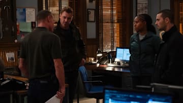 CHICAGO P.D. -- "Water and Honey" Episode 12005 -- Pictured: (l-r) Patrick John Flueger as Officer Adam Ruzek, Toya Turner as Kiana Cook, Benjamin Levy Aguilar as Dante Torres