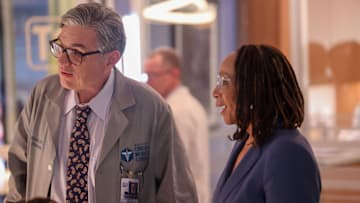 CHICAGO MED -- "A Game of Inches" Episode 1102 -- Pictured: (l-r) Oliver Platt as Dr. Daniel Charles, S. Epatha Merkerson as Sharon Goodwin -- (Photo by: George Burns Jr/NBC)