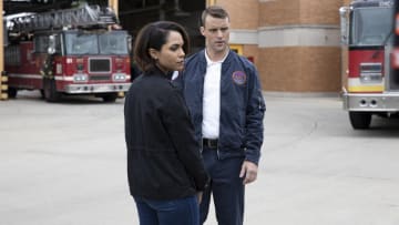 CHICAGO FIRE -- "Best Friend Magic" Episode 809 -- Pictured: (l-r) Monica Raymund as Gabriela Dawson, Jesse Spencer as Matthew Casey -- (Photo by: Adrian Burrows/NBC)