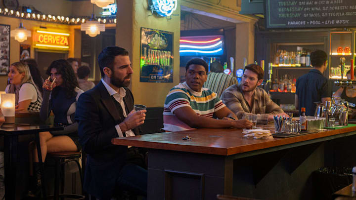 BRILLIANT MINDS -- "The Man Who Can't See Faces" Episode 113 -- Pictured: (l-r) Zachary Quinto as Dr. Oliver Wolf, Spence Moore II as Dr. Jacob Nash, Alex MacNicoll as Dr. Van Markus