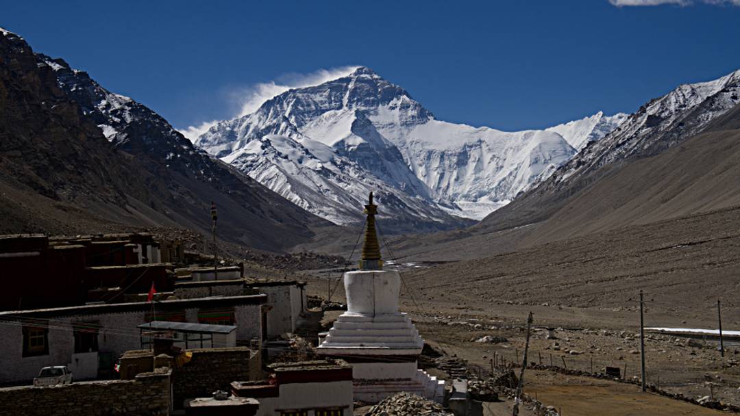 View of Mount Everest from Rongbuk Monastery