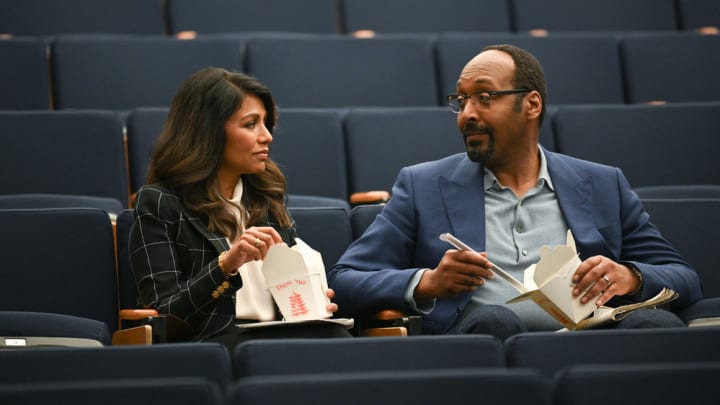 THE IRRATIONAL -- "The Real Deal" Episode 107 -- Pictured: (l-r) Karen David as Rose Dinshaw, Jesse L. Martin as Alec Mercer -- (Photo by: Sergei Bachlakov/NBC)