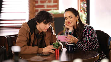 GROSSE POINTE GARDEN SOCIETY -- "Bad Seeds" Episode 113 -- Pictured: (l-r) Felix Wolfe as Ford, Melissa Fumero as Birdie -- (Photo by: Matt Miller/NBC)