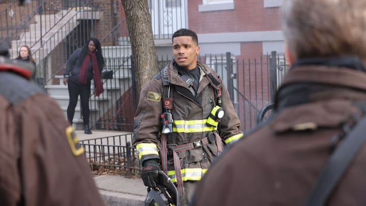 CHICAGO FIRE -- "Call Me McHolland" Episode 12002 -- Pictured: (l-r) Rome Flynn as Derrick Gibson, Christian Stolte as Randy McHolland -- (Photo by: Adrian S Burrows Sr/NBC)