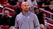 Oct 27, 2025; Houston, Texas, USA; Brooklyn Nets head coach Jordi Fernandez on the sideline against the Houston Rockets during the first quarter at Toyota Center. Mandatory Credit: Erik Williams-Imagn Images
