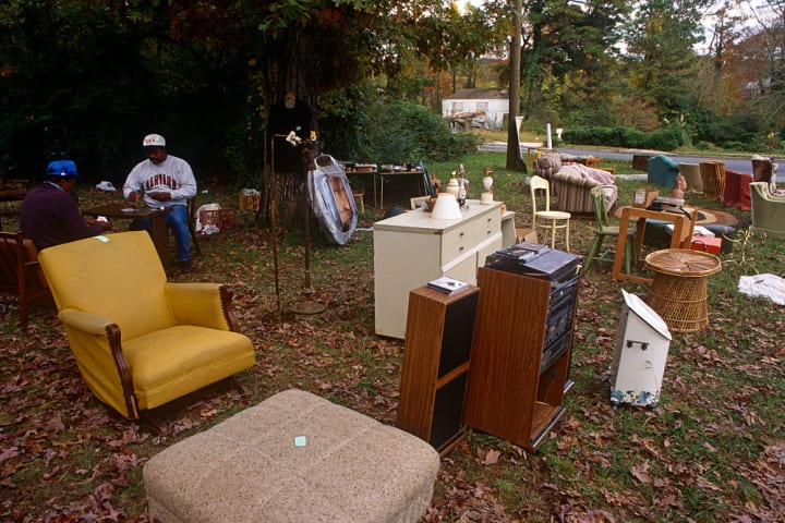 Roadside yard sale furniture