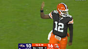 Browns quarterback Shedeur Sanders made his NFL debut on Sunday against the Ravens after Dillon Gabriel sustained an injury.