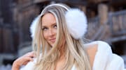 Camille Kostek was photographed by Derek Kettela in Switzerland. Shrug by Theiacouture.