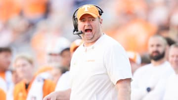 Tennessee coach Josh Heupel during a college football game between Tennessee and Arkansas at Neyland Stadium in Knoxville, Tennessee on Oct. 11, 2025.