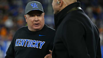 Kentucky coach Mark Stoops during a NCAA football game against Kentucky at Kroger Field in Lexington, Kentucky on Oct. 25, 2025.