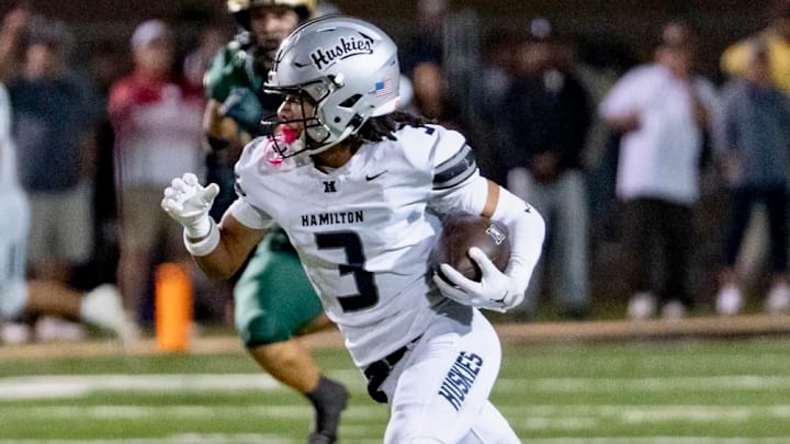 Hamilton receiver Roye Oliver III helped the Huskies overcome a 34-13 deficit Friday night, sparking a 55-41 win.