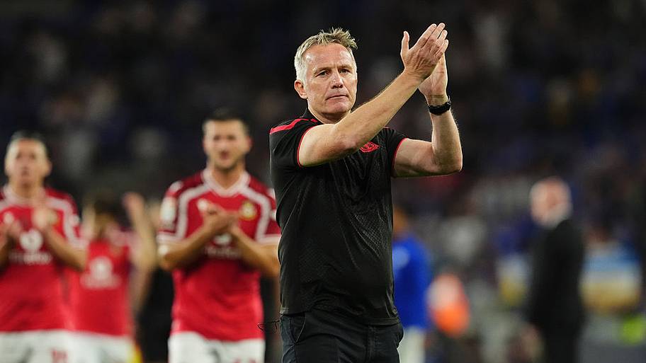 Wrexham manager Phil Parkinson applauds the fans after the final whistle following the Sky Bet Championship match.