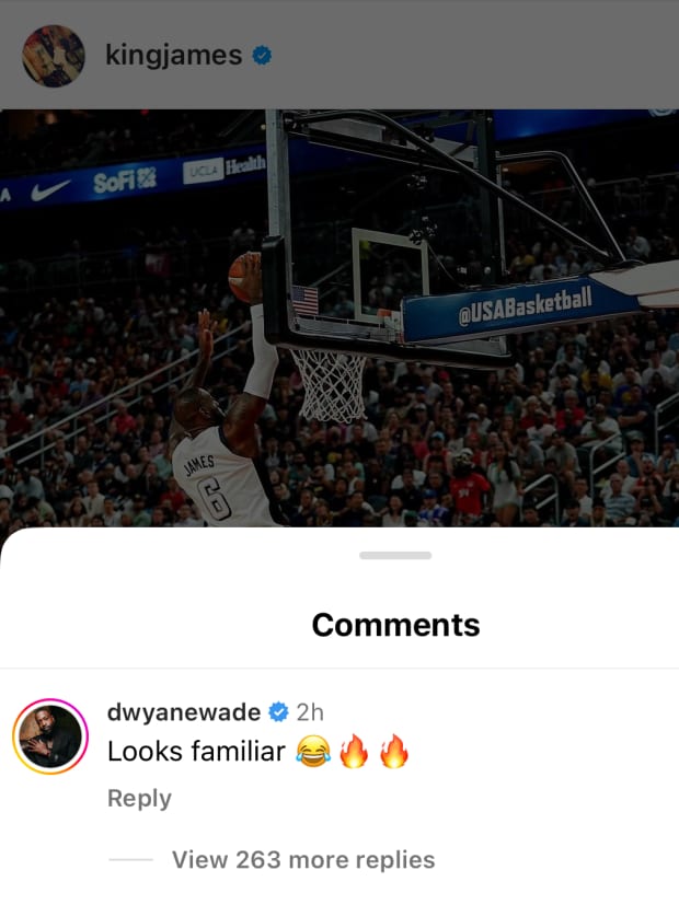 Dwyane Wade comments on LeBron James' Instagram post