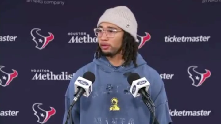 Houston Texans QB C.J. Stroud speaks to the media.