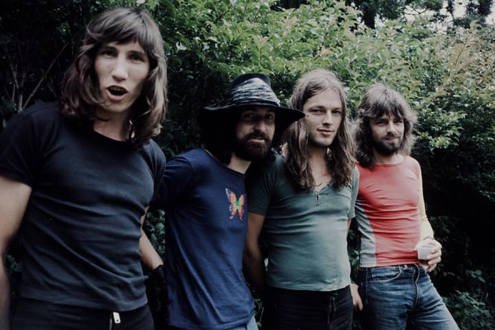 Roger Waters, Richard Wright, Nick Mason, and David Gilmour of Pink Floyd.