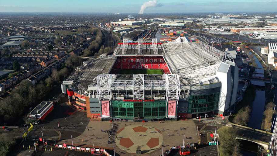 Aerial view of Old Trafford stadium.