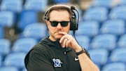 Former Memphis coach Ryan Silverfield looks on during a Memphis Tigers football spring game between the blue and gray team on Saturday, April 26, 2025 at Simmons Liberty Bank Stadium in Memphis, Tenn.