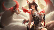 The new Risen Legend Ahri skin features a sleek design and signature Faker-themed red flame motifs.