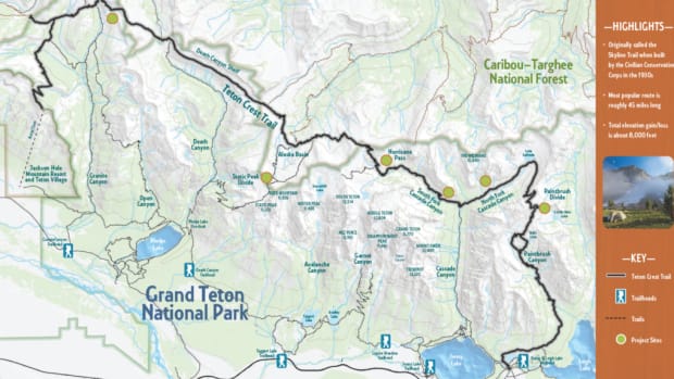 A map of the Grand Teton Trail