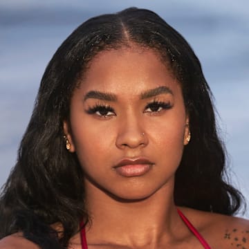 Jordan Chiles was photographed by Ben Horton at The Boca Raton. Swimsuit by FAE.