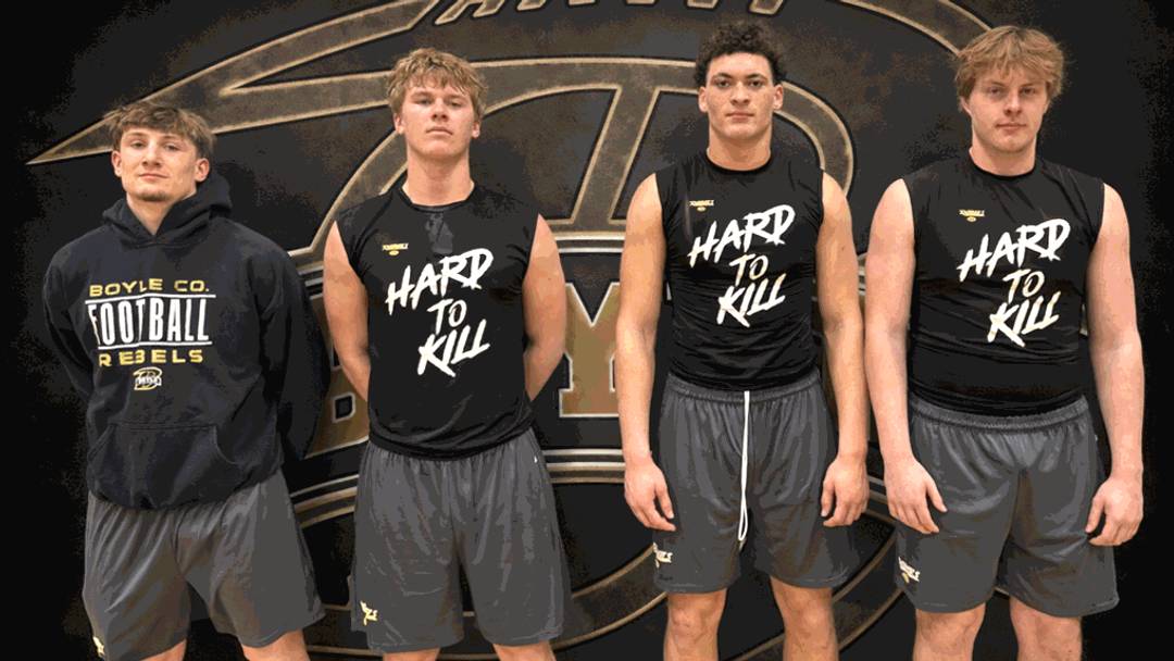 Boyle County's senior tight end group includes, from left, Lucas Akers, Clay Pendygraft, Seneca Driver and Maddox Hager.