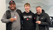 Nebraska commit Jase Reynolds with Nebraska director of player personnel Keith Williams (left) and head coach Matt Rhule.