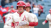 Arkansas Razorbacks catcher Ryder Helfrick against the Missouri Tigers at Baum-Walker Stadium in Fayetteville, Ark.