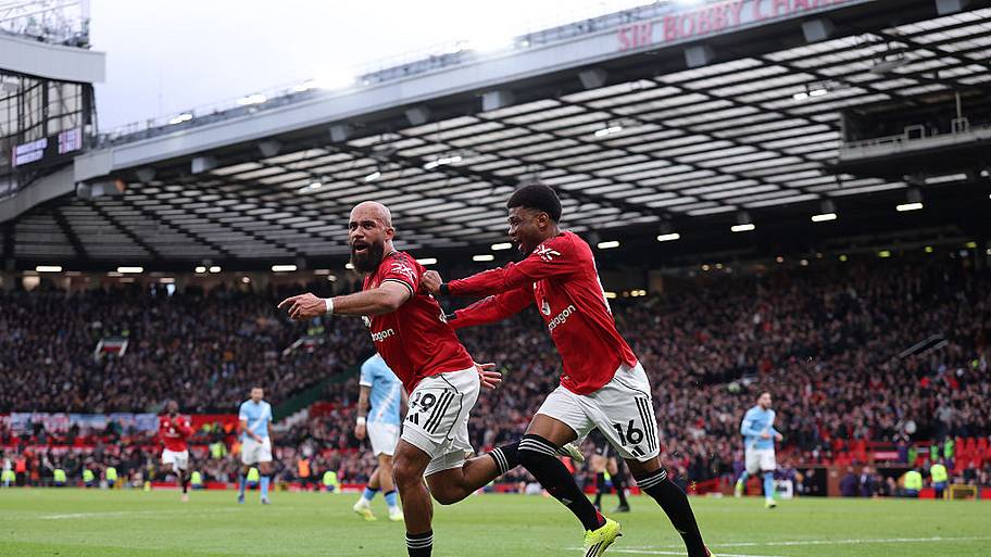 Bryan Mbeumo celebrates goal vs. Man City