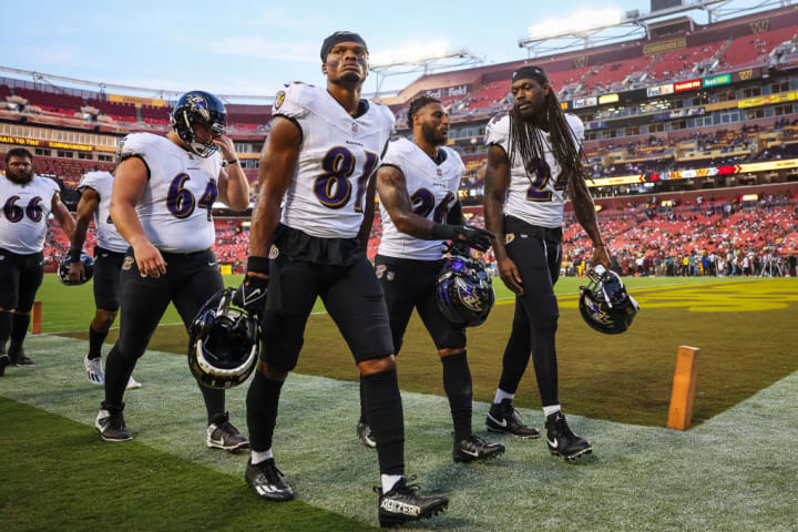 Tyler Linderbaum, Tarik Black, Geno Stone, Jadeveon Clowney