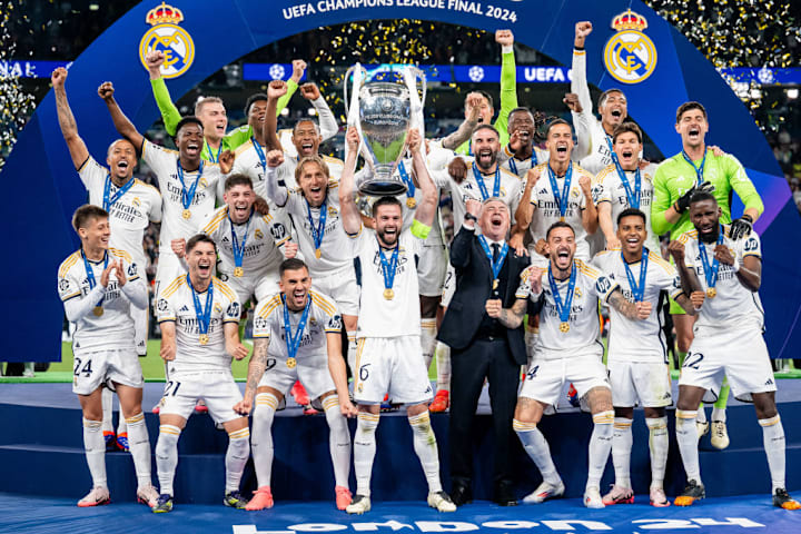 Dani Carvajal, Carlo Ancelotti, Aurelien Tchouameni, Fran Garcia, Lucas Vazquez, Jude Bellingham, Arda Guler, Rodrygo, Federico Valverde, Dani Ceballos, Vinicius Junior, Nacho, Thibaut Courtois, Brahim Diaz, David Alaba, Joselu, Luka Modric, Antonio Rudiger