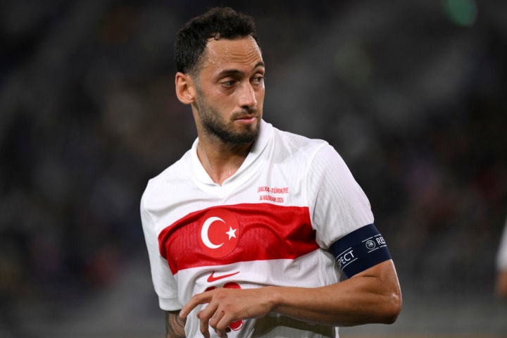 Hakan Calhanoglu of Turkey during a friendly football match...