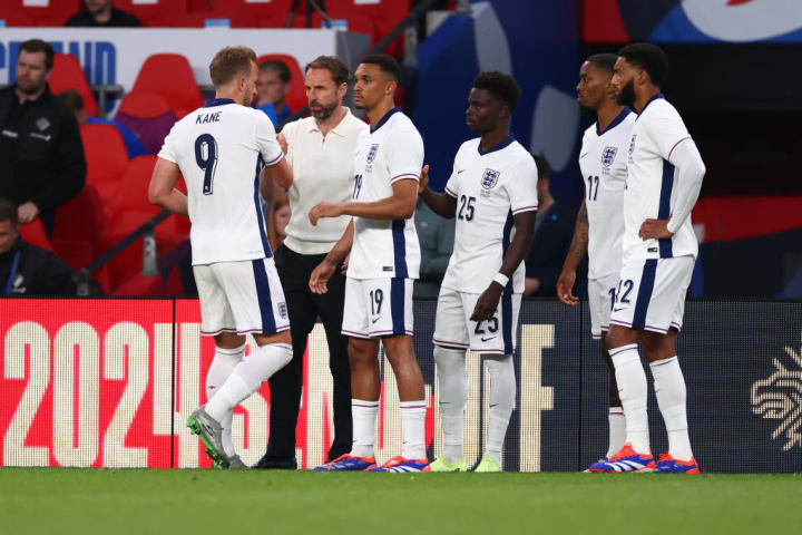 Bukayo Saka, Harry Kane, Gareth Southgate, Trent Alexander-Arnold, Ivan Toney and Joe Gomez