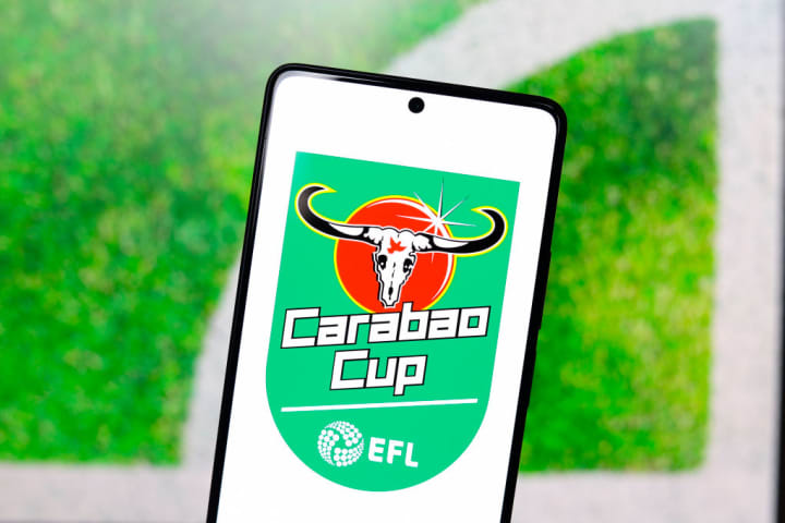 In this photo illustration, the EFL Cup (Carabao Cup) logo...