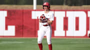 Alabama Softball Player Lauren Johnson (88) celebrates after stealing a base against Alabama State at Rhoads Stadium in Tuscaloosa, AL on Tuesday, Apr 1, 2025.