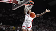 Alabama guard Labaron Philon (0) dunks against Kentucky at Coleman Coliseum in Tuscaloosa, AL on Saturday, Feb 22, 2025.