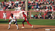 Alabama Softball Player Salen Hawkins (47) runs the bases against Oklahoma at Rhoads Stadium in Tuscaloosa, AL on Sunday, Apr 13, 2025.