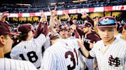 Mississippi State Infielder Nate Chester (#13) during the game between the Ole Miss Rebels and the Mississippi State Bulldogs at Dudy Noble Field at Polk-Dement Stadium in Starkville, MS.