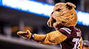 Mississippi State Mascot Bully and Mississippi State Famous Maroon Band during the game between the Toledo Rockets and the Mississippi State Bulldogs at Davis Wade Stadium at Scott Field in Starkville, MS.